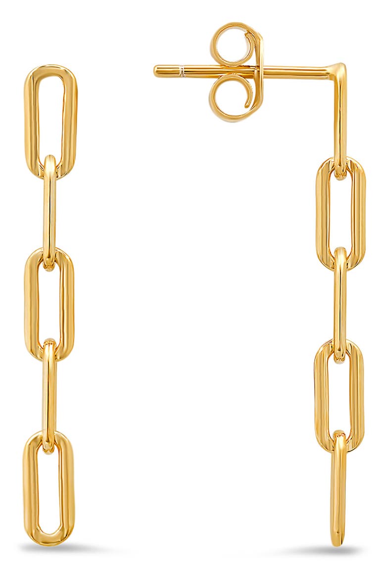 Sterling Silver CZ Paperclip Link Drop Earrings, Alternate, color, GOLD