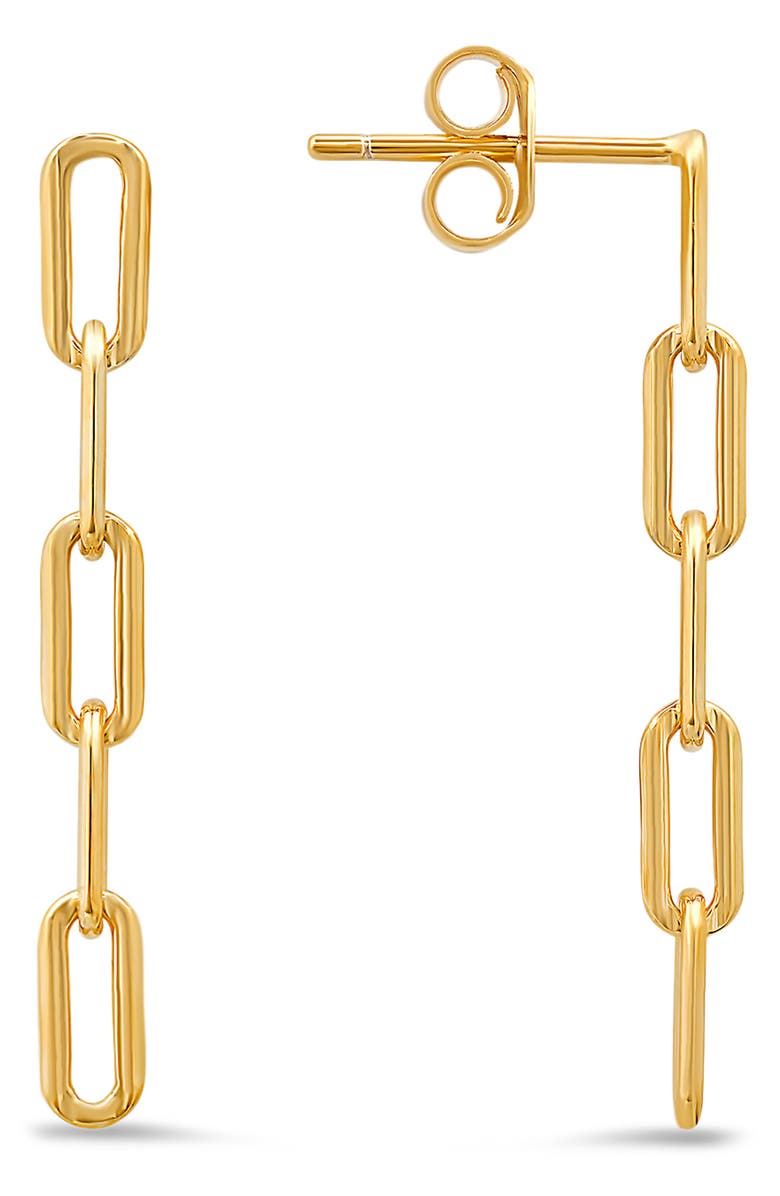 Queen Jewels Sterling Silver CZ Paperclip Link Drop Earrings, Alternate, color, Gold