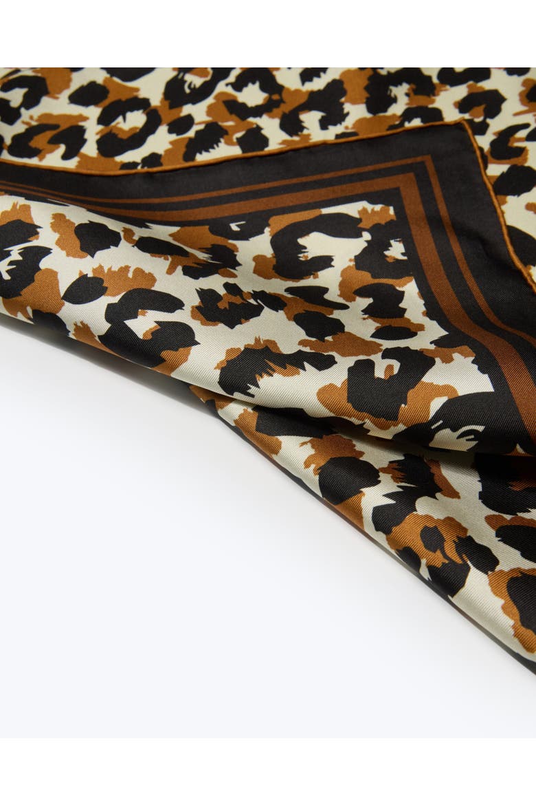 Leopard Print Silk Bandana, Alternate, color, Brown