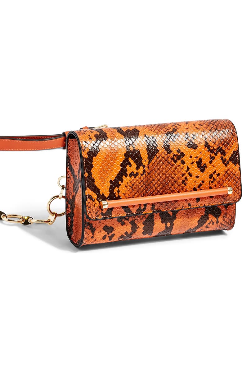 Topshop Blair Snake Embossed Faux Leather Belt Bag, Alternate, color,