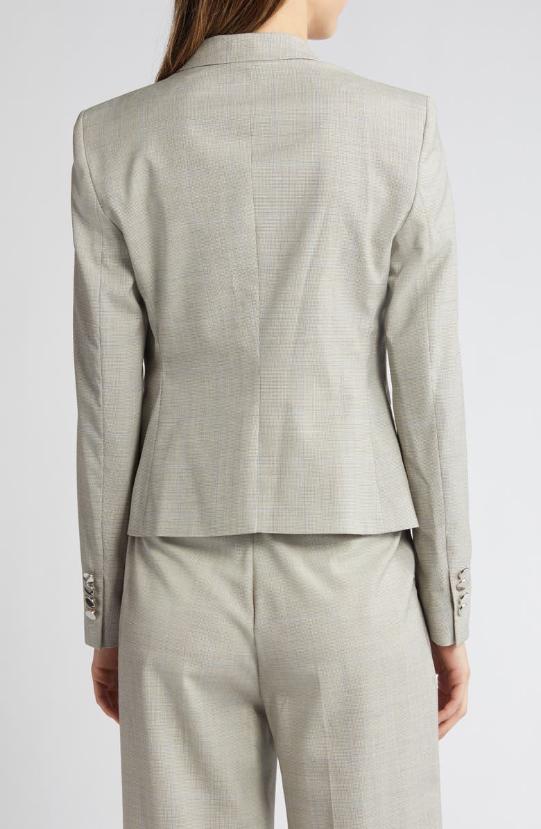 BOSS Jarinary Double Breasted Virgin Wool Blazer, Alternate, color, Light Beige Windowpane