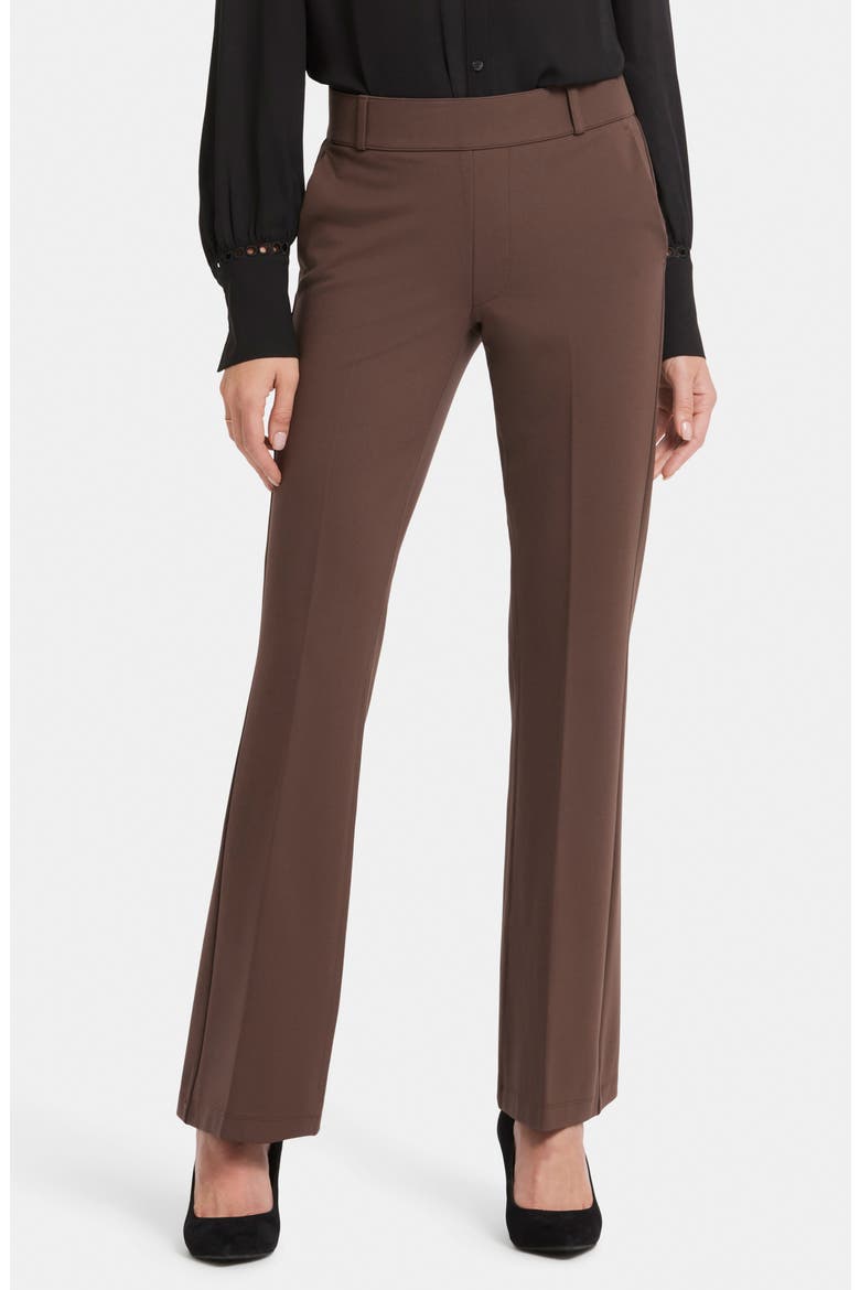 Pull-On Flare Leg Ponte Knit Trousers, Main, color, COFFEE BEAN