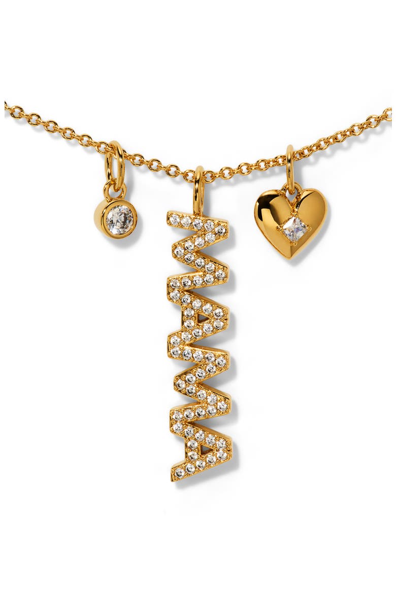 Mama Crystal Pavé Charm Necklace, Main, color, GOLD