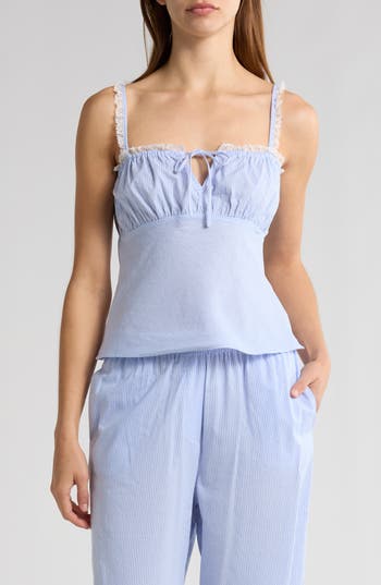 Wayf Sara Lace Trim Cotton Camisole