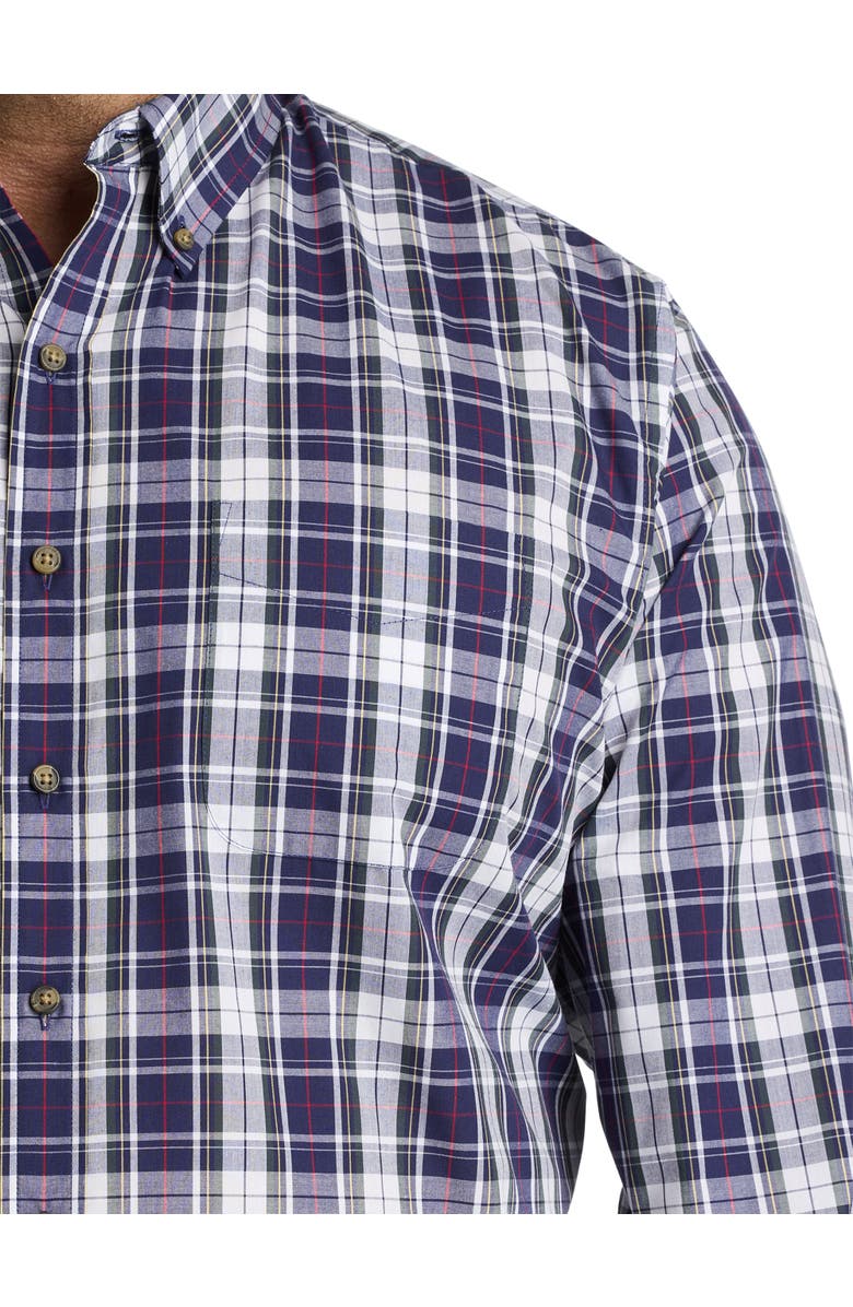 Harbor Bay by DXL Easy-Care Multi Plaid Sport Shirt, Alternate, color, Navy Multi