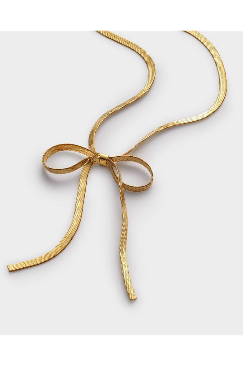 Amelie Waterproof Gold Bow Necklace, Alternate, color, Gold