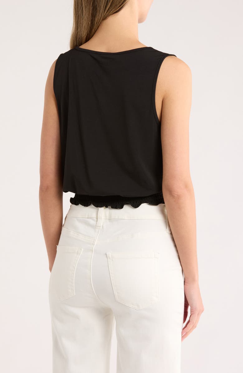 Ellen Tracy Smocked Tank, Alternate, color, Flat Black