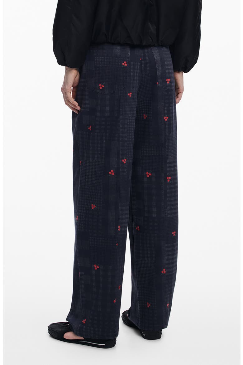 Check & Cherry Stretch Cotton Twill Pants, Alternate, color, DARK GRAY