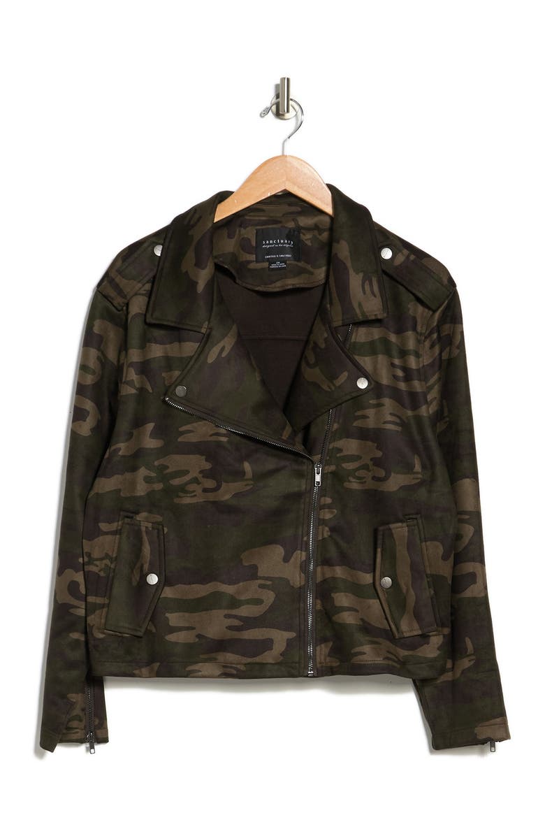 Sanctuary Camo Print Moto Jacket, Alternate, color, 