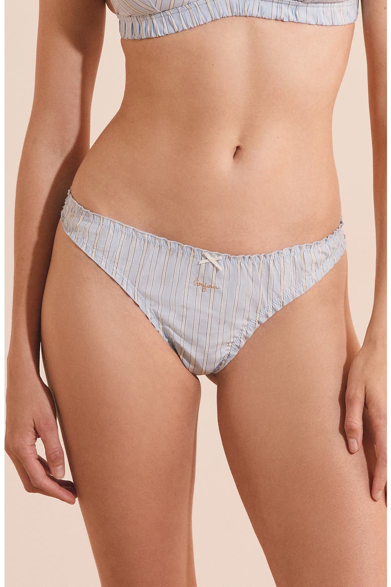 Benicio Day Striped Cotton Thong, Main, color, BLEU CIEL