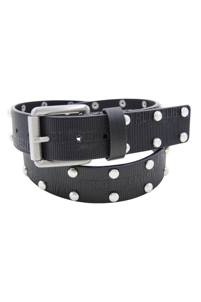 Vallow Studded Belt, Main, color, BLACK/ SILVER