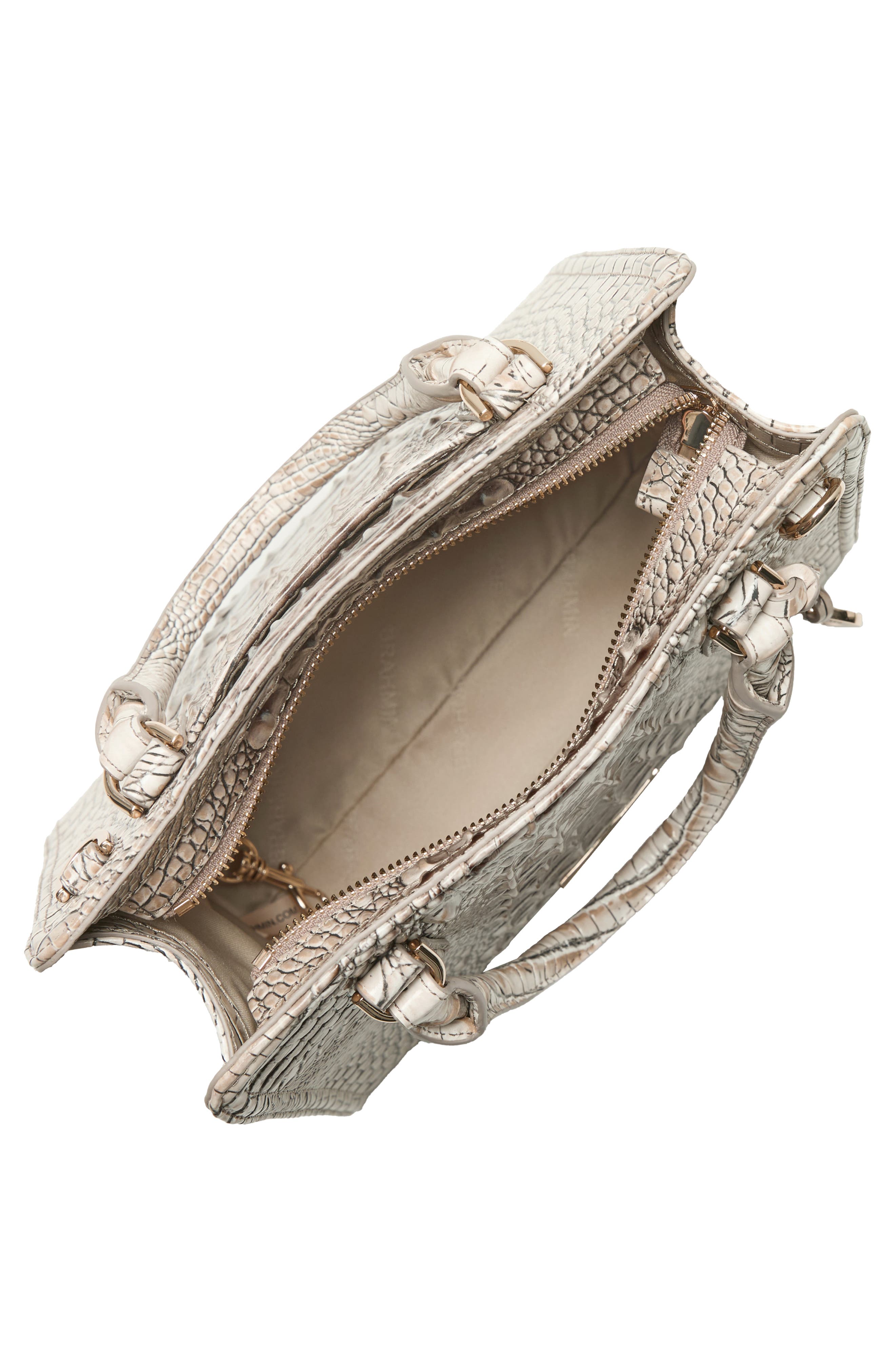 Brahmin Cami Croc Embossed Leather Satchel, Alternate, color, 