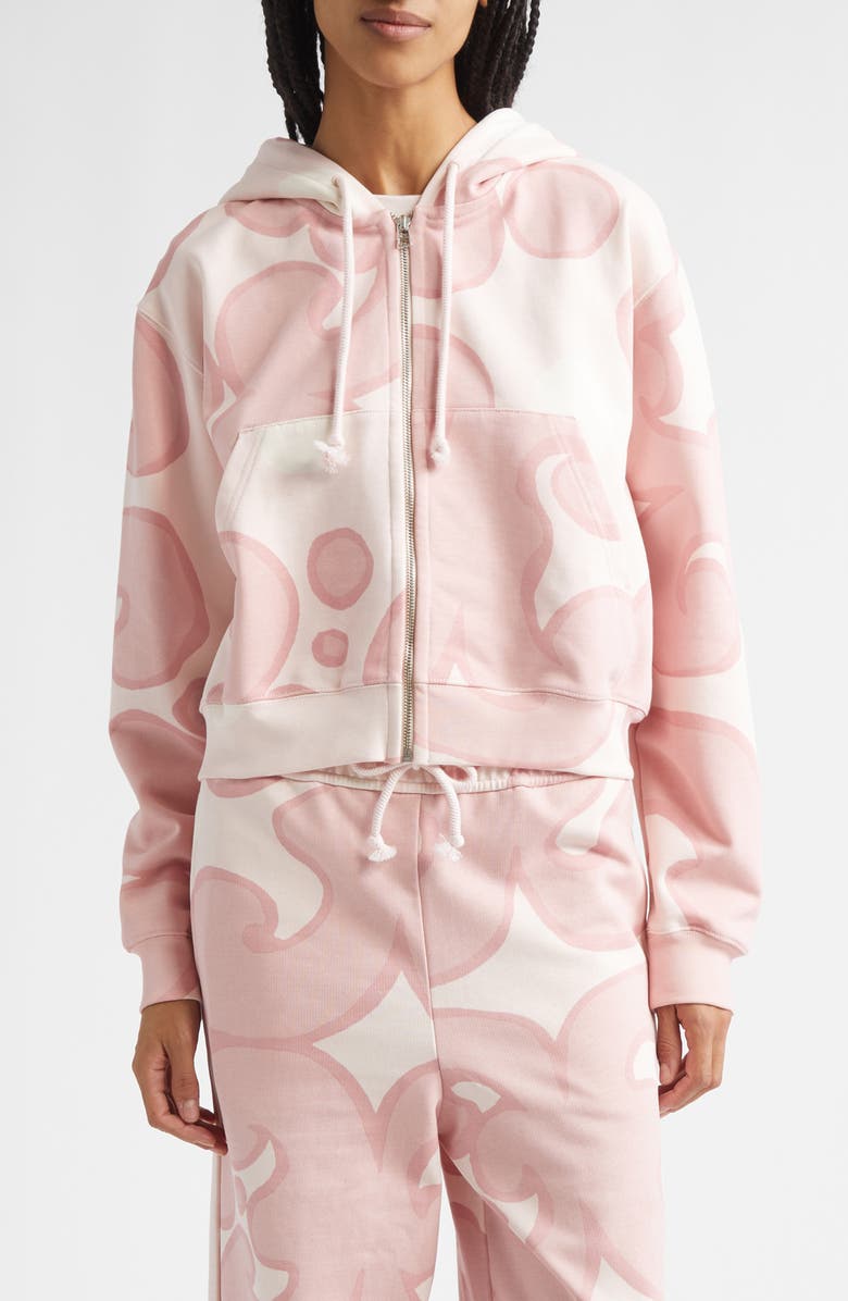 Marimekko Joggi Keidas Kioski French Terry Full Zip Hoodie, Main, color, Light Pink Off White