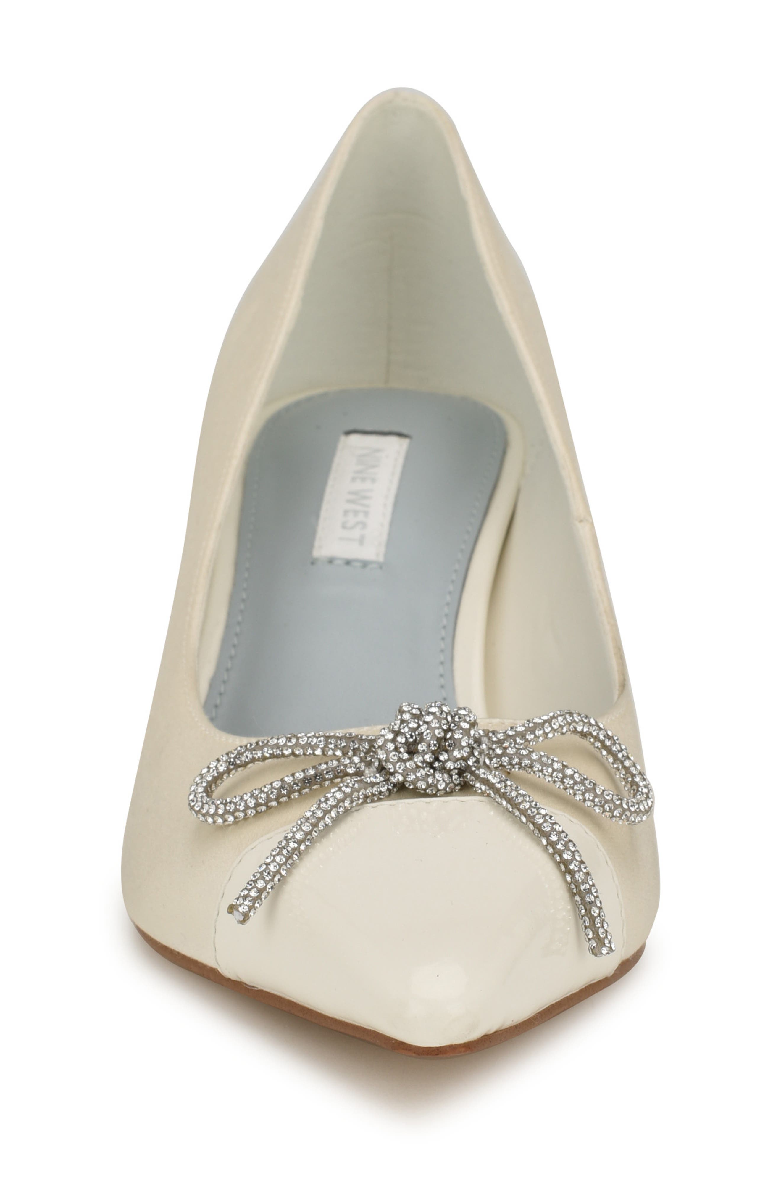 Nine West Wendon Pointed Cap Toe Kitten Heel Pump, Alternate, color, Ivory
