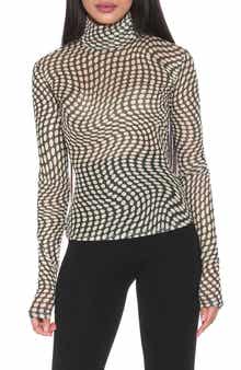 Alexia Admor Doja Mock Neck Mesh Top