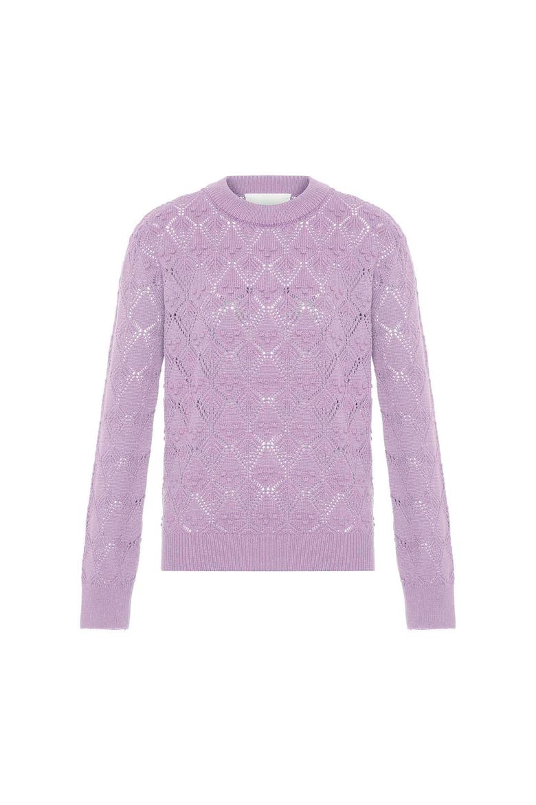 Ersa Pointelle Argyle Pullover, Main, color, Ivory