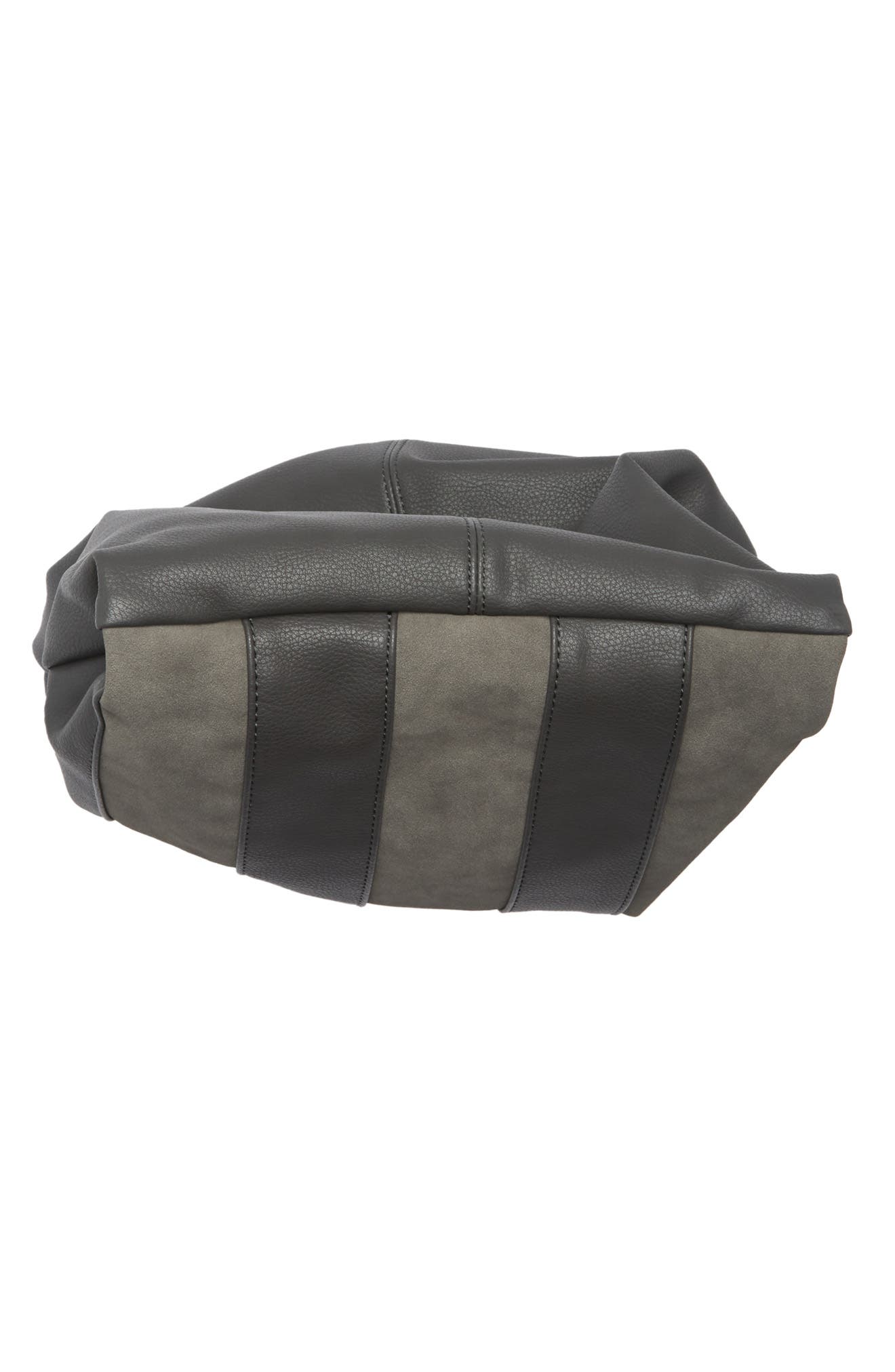 Rocco Faux Suede & Faux Leather Paneled Hobo Bag, Alternate, color, GREY