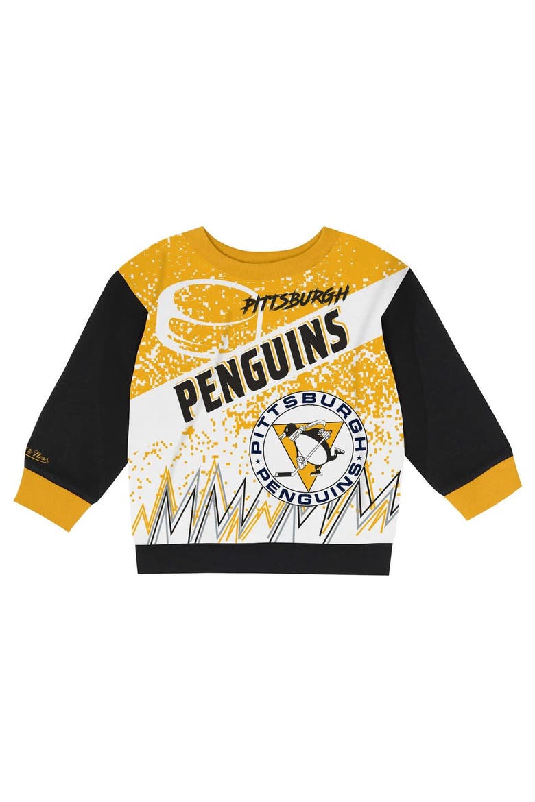 Toddler Mitchell & Ness Pittsburgh Penguins Two-Piece Oversized Block Buster Fleece Sweatshirt & Pants SetSet, Alternate, color, Black
