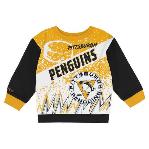 Mitchell & Ness Toddler Pittsburgh Penguins Two-piece Oversized Block Buster Fleece Sweatshirt & Pan In Black