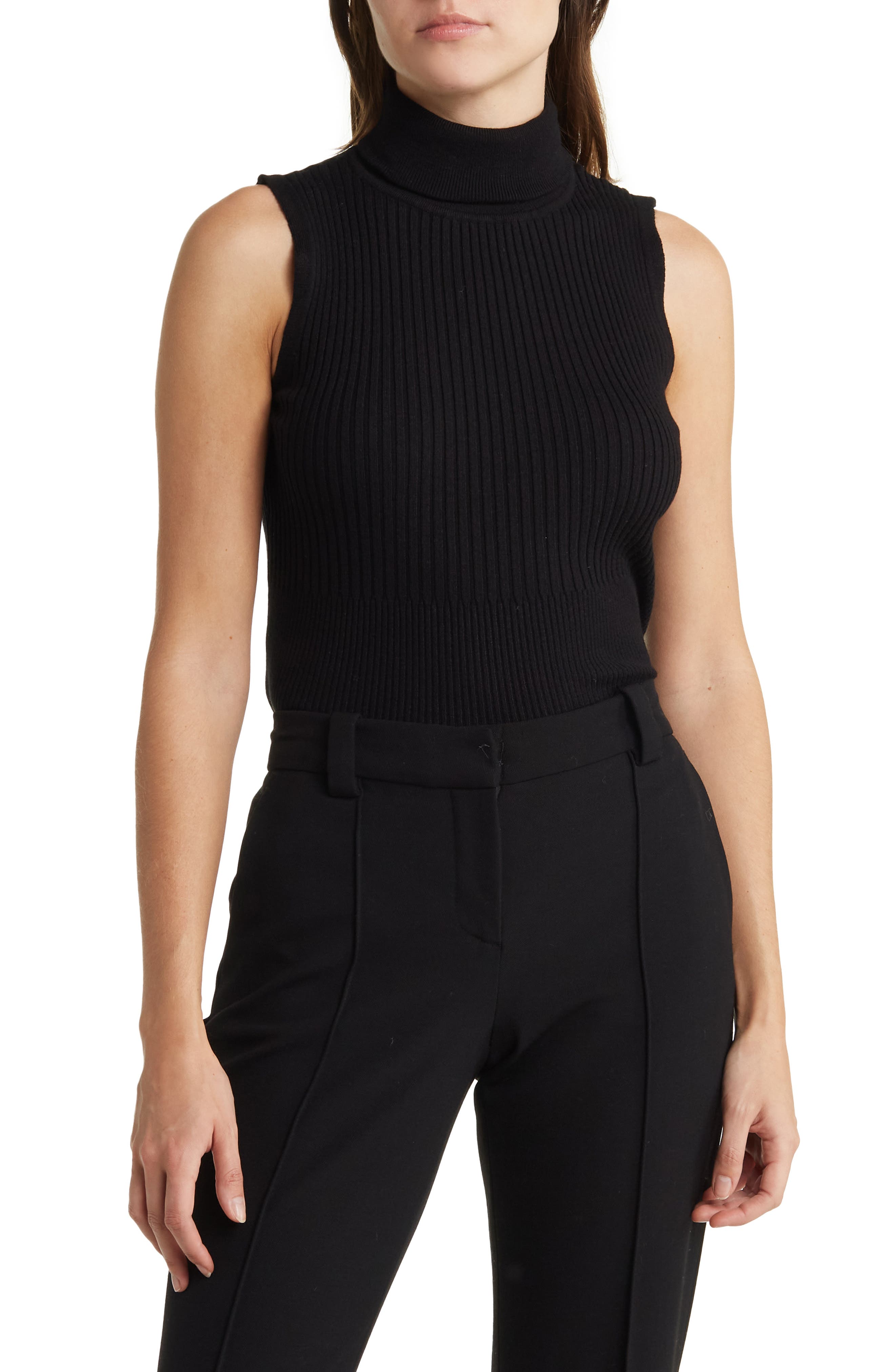 MAX STUDIO Sleeveless Ribbed Turtle Neck