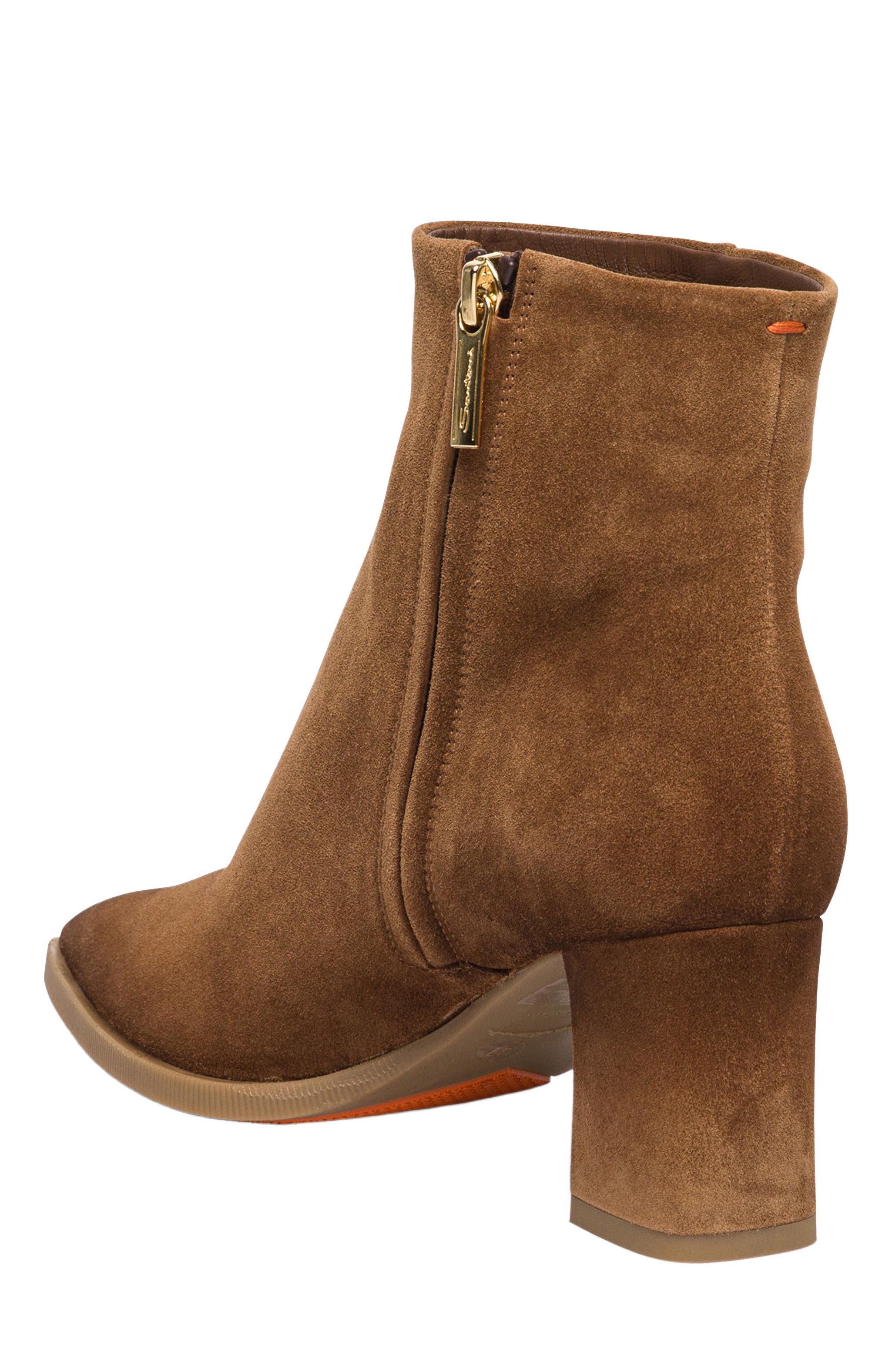 Santoni Women's suede ankle boot, Alternate, color, Brown