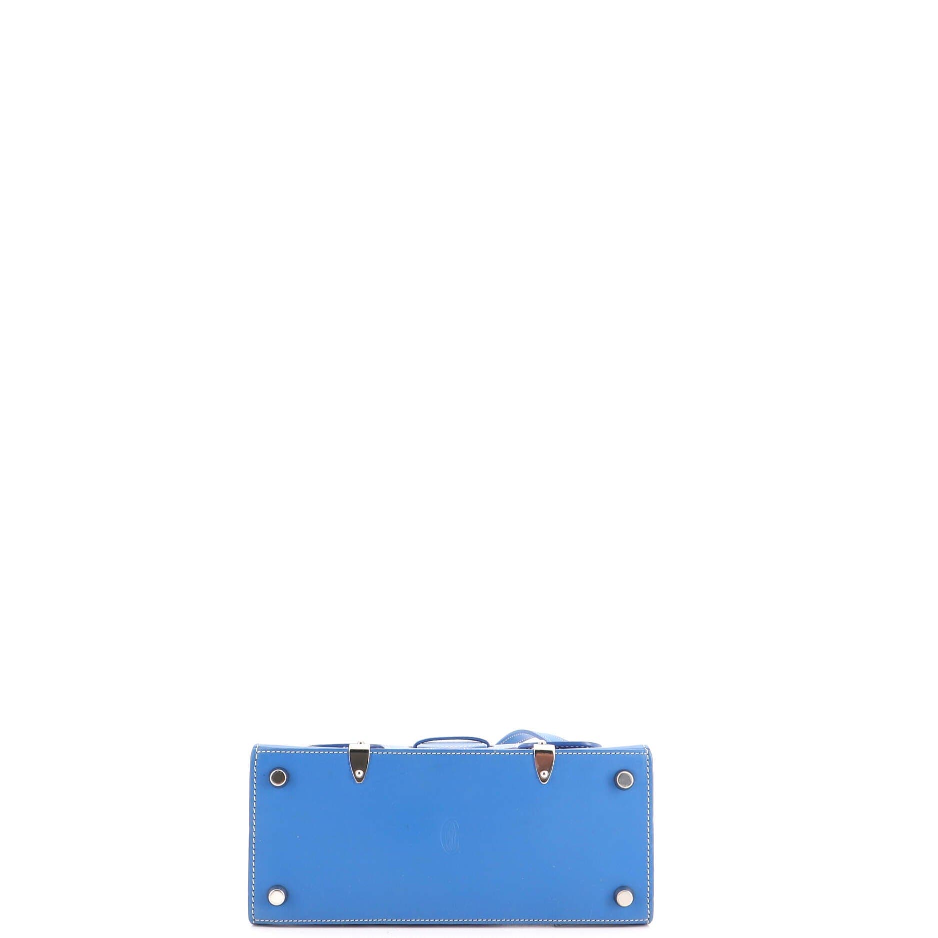 Structured Saigon Top Handle Bag Coated Canvas with Leather Mini, Alternate, color, Blue