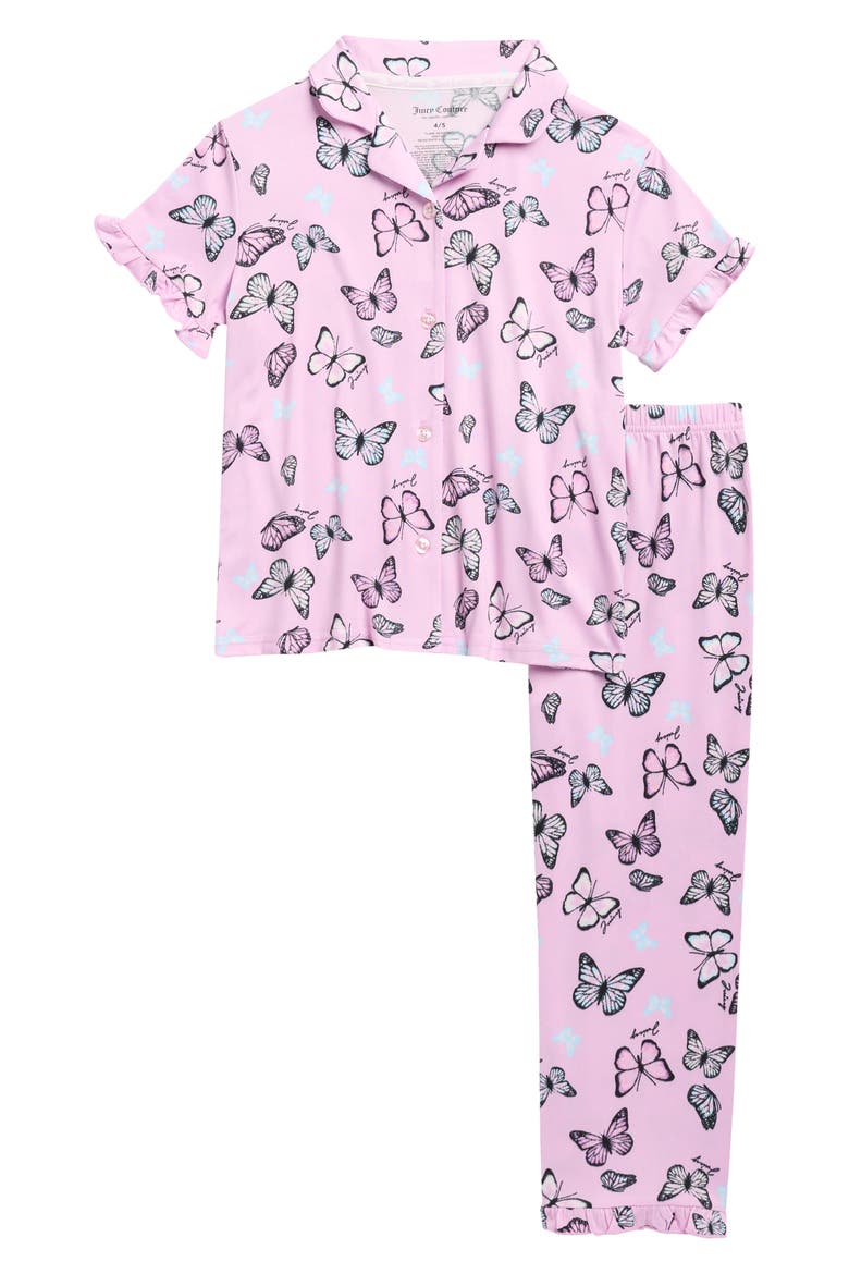 Butterfly Peached Jersey Two-Piece Pajamas, Main, color, LAVENDER BUTTERFLY