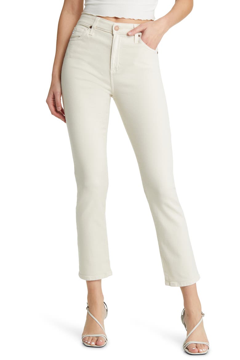 Mari High Waist Ankle Straight Leg Jeans, Main, color, WHITE CREAM