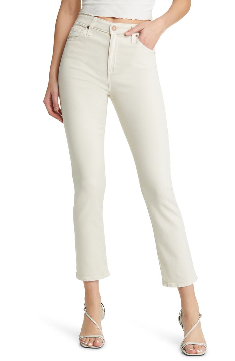 AG Mari High Waist Ankle Straight Leg Jeans, Main, color, White Cream