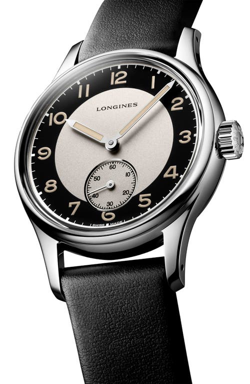 Longines Heritage Classic Automatic Leather Strap Watch, 38.5mm In Silver/black