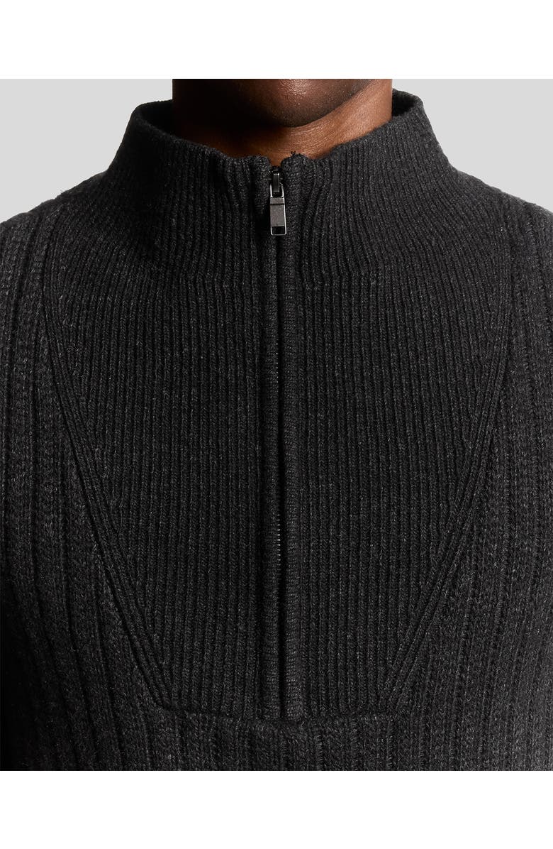 Lyle & Scott Ribbed Half Zip Sweater, Alternate, color, Jet Black Marl