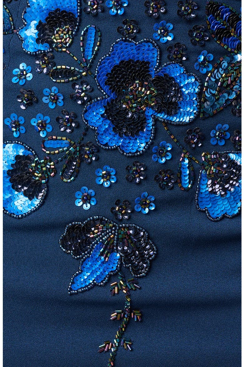 Beaded Crepe Column Gown, Alternate, color, LIGHT NAVY