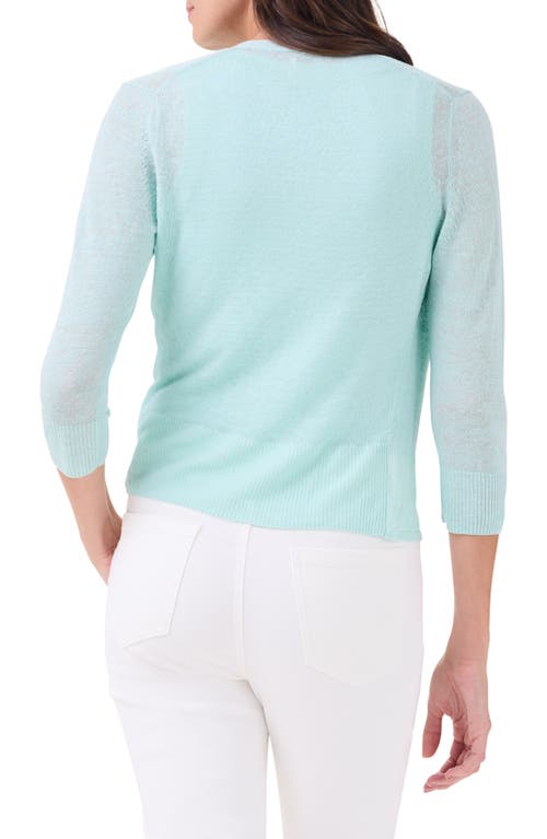Nic + Zoe Nic+zoe 4-way Linen Blend Convertible Cardigan In Seafoam