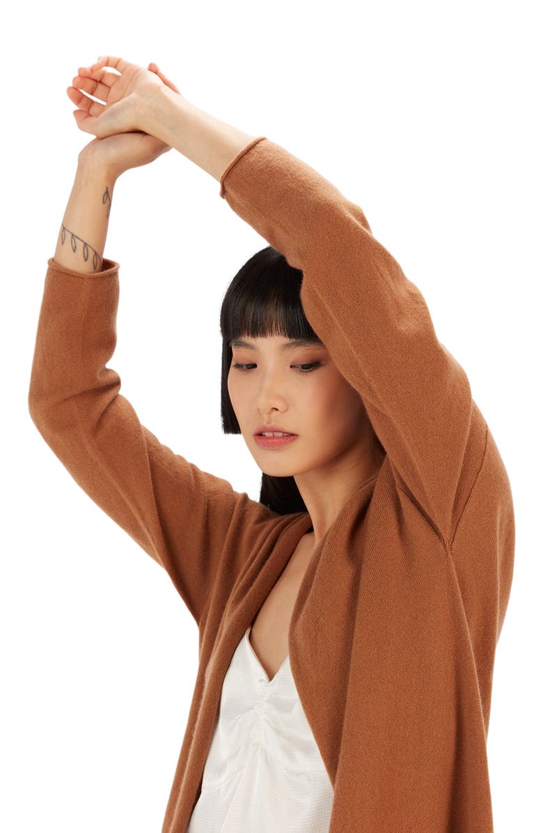 GOBI Mongolian Cashmere 3D Longline Cardigan, Alternate, color,