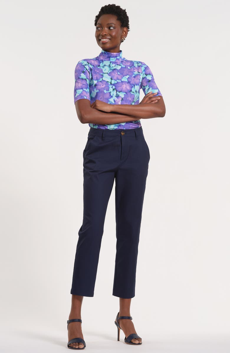 Isaac Mizrahi New York Slim Fit Ankle Cotton Pants, Alternate, color, Navy