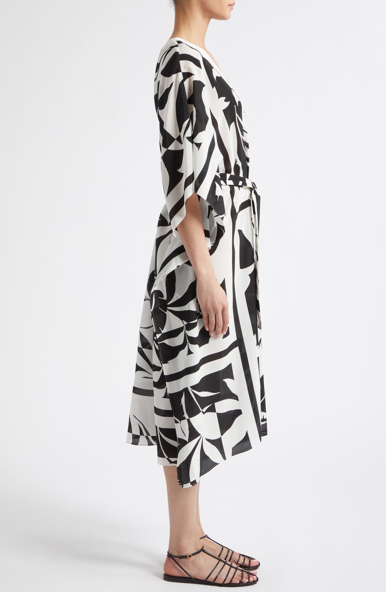 Max Mara Lancia Print Silk Dress, Alternate, color, Black