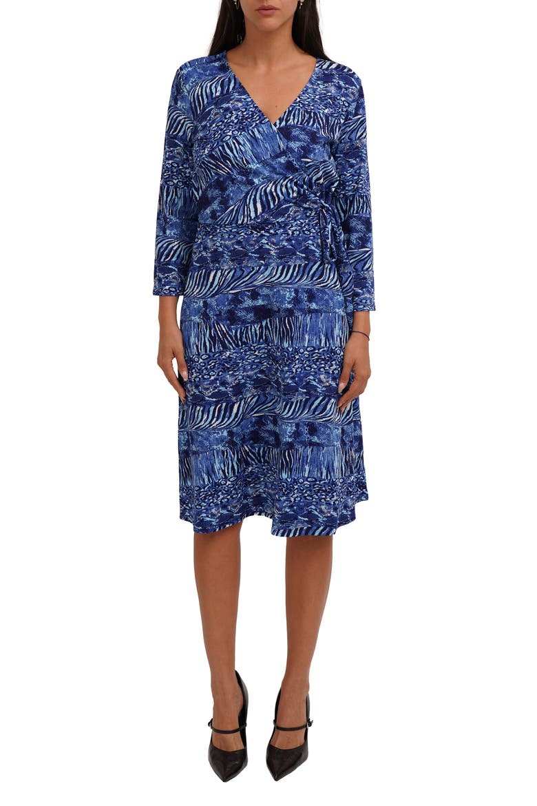 Print Wrap Dress, Main, color, CLARE