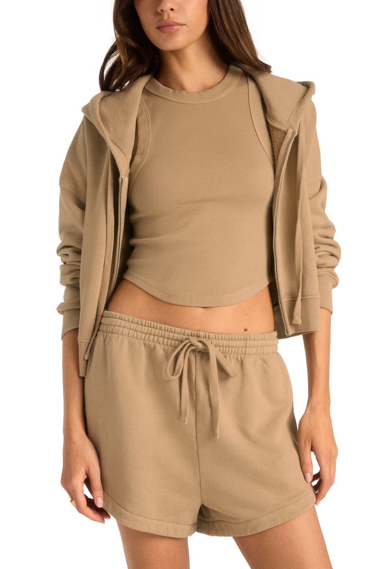 Dawn Cotton Drawstring Shorts, Alternate, color, LATTE