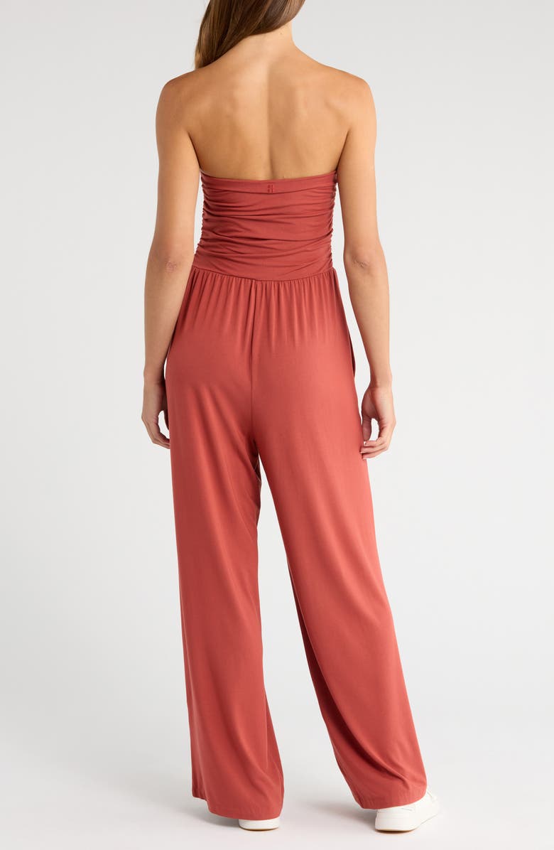 Sweaty Betty Strapless Wide Leg Jumpsuit, Alternate, color, Ember Red