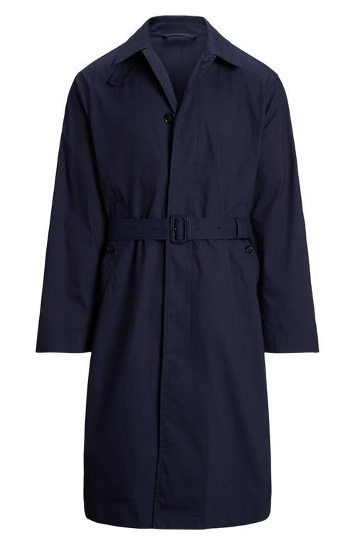 Ralph Lauren Purple Label Technical Wool Trench Coat In Navy