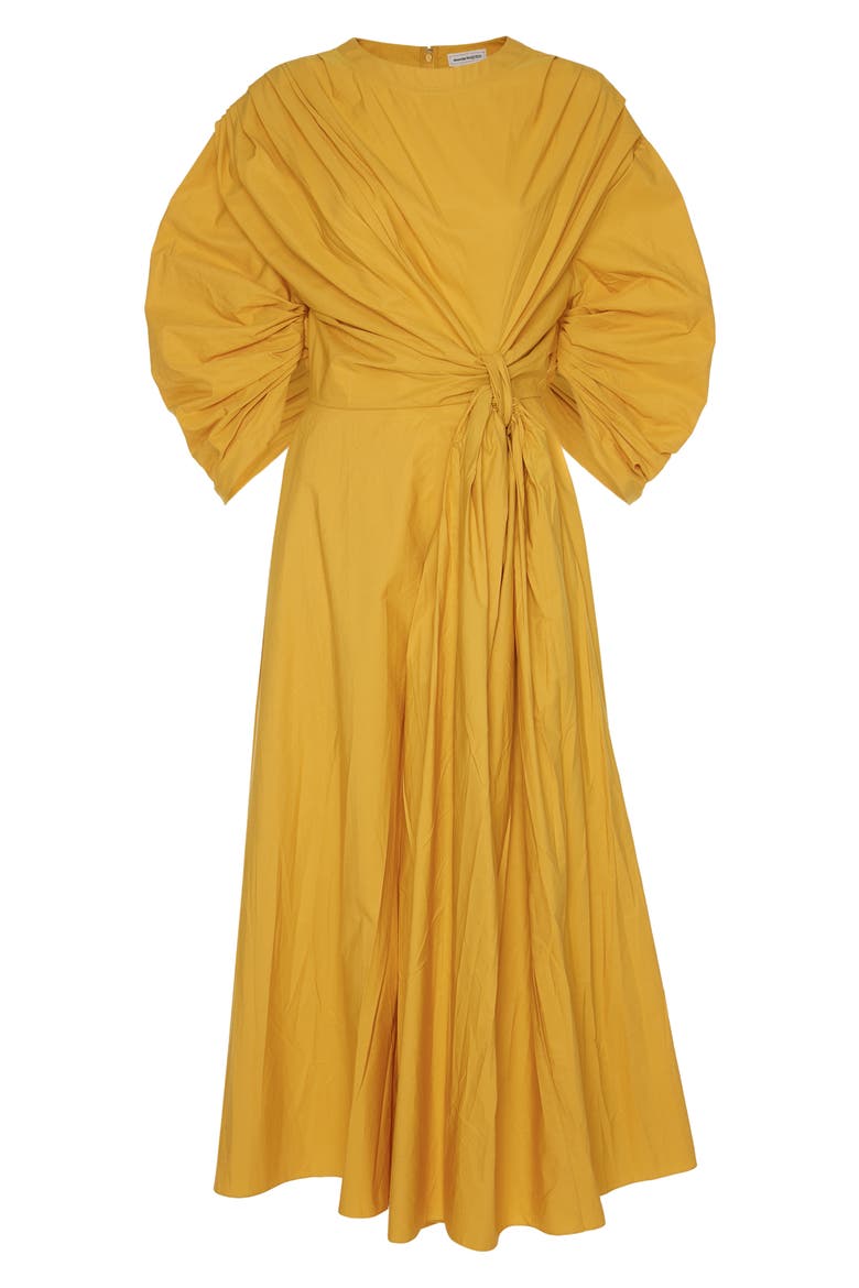 Knot Cotton Poplin Midi Dress, Alternate, color, POP YELLOW