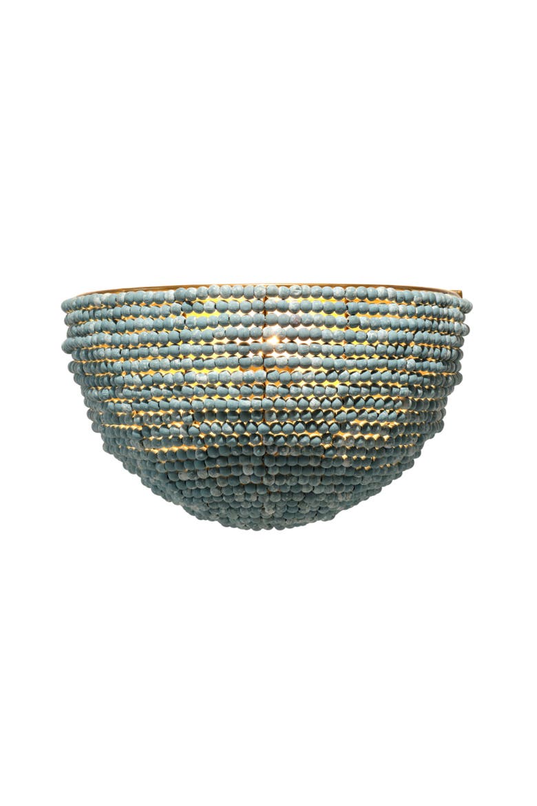 Barnacle 1-Light Beaded Demi Lune Wall Sconce, Blue, Alternate, color, Blue