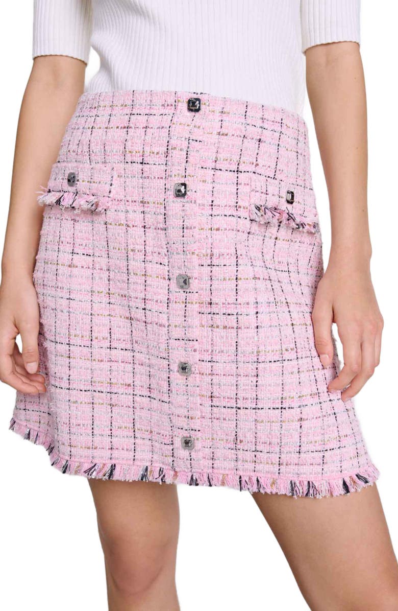 maje Tweed skirt, Alternate, color, 