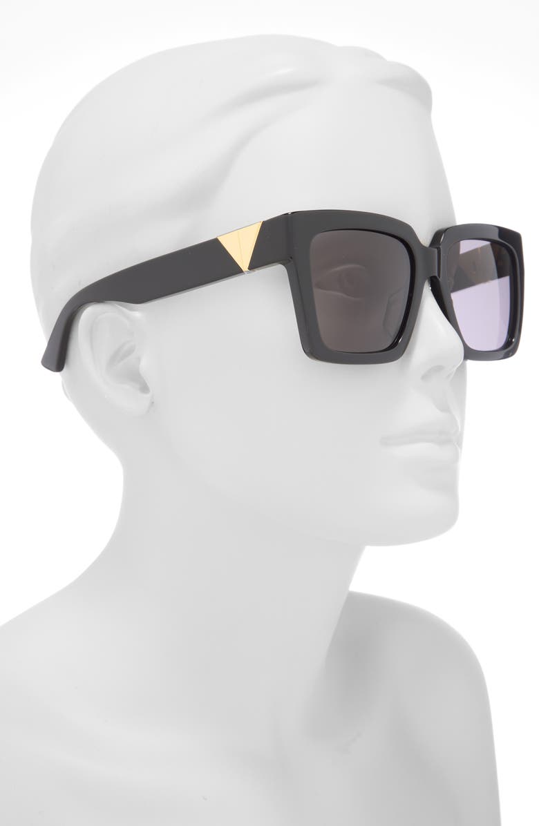 Bottega Veneta 55mm Square Sunglasses, Alternate, color, Black Black Grey