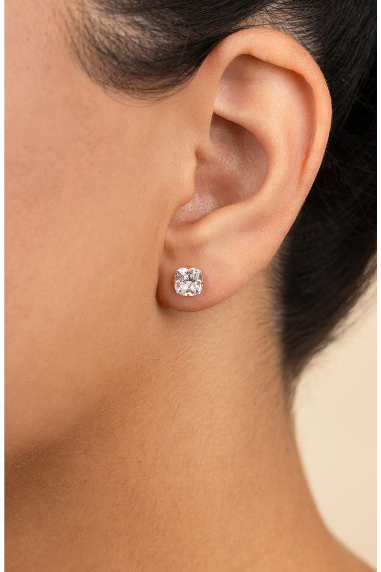 Cushion-Cut Cubic Zirconia Stud Earrings, Alternate, color, GOLD