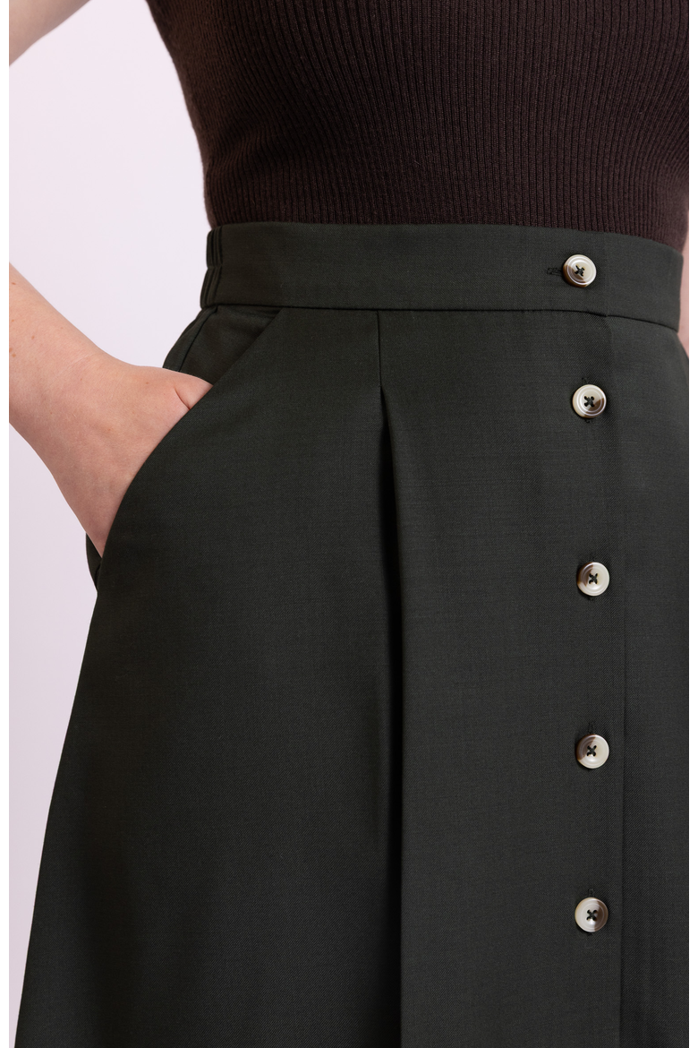 The Wool Midi Skirt, Alternate, color, Green