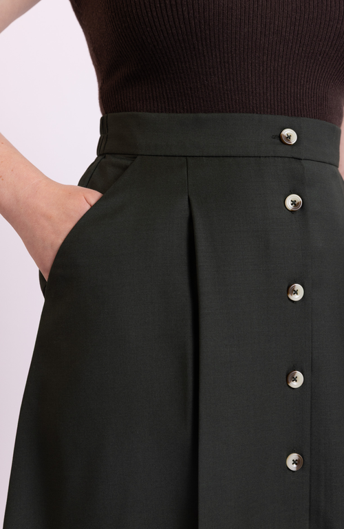 Aam The Label The Wool Midi Skirt In Green