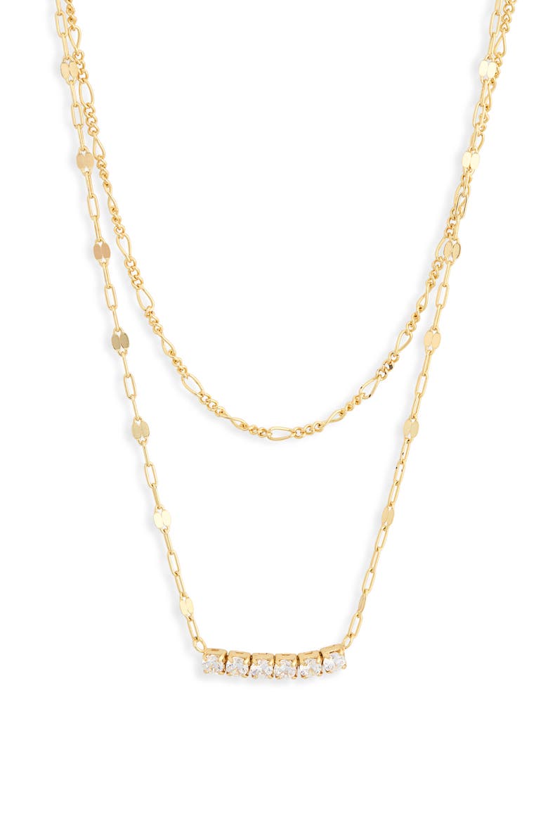 Cubic Zirconia Layered Necklace, Alternate, color, GOLD