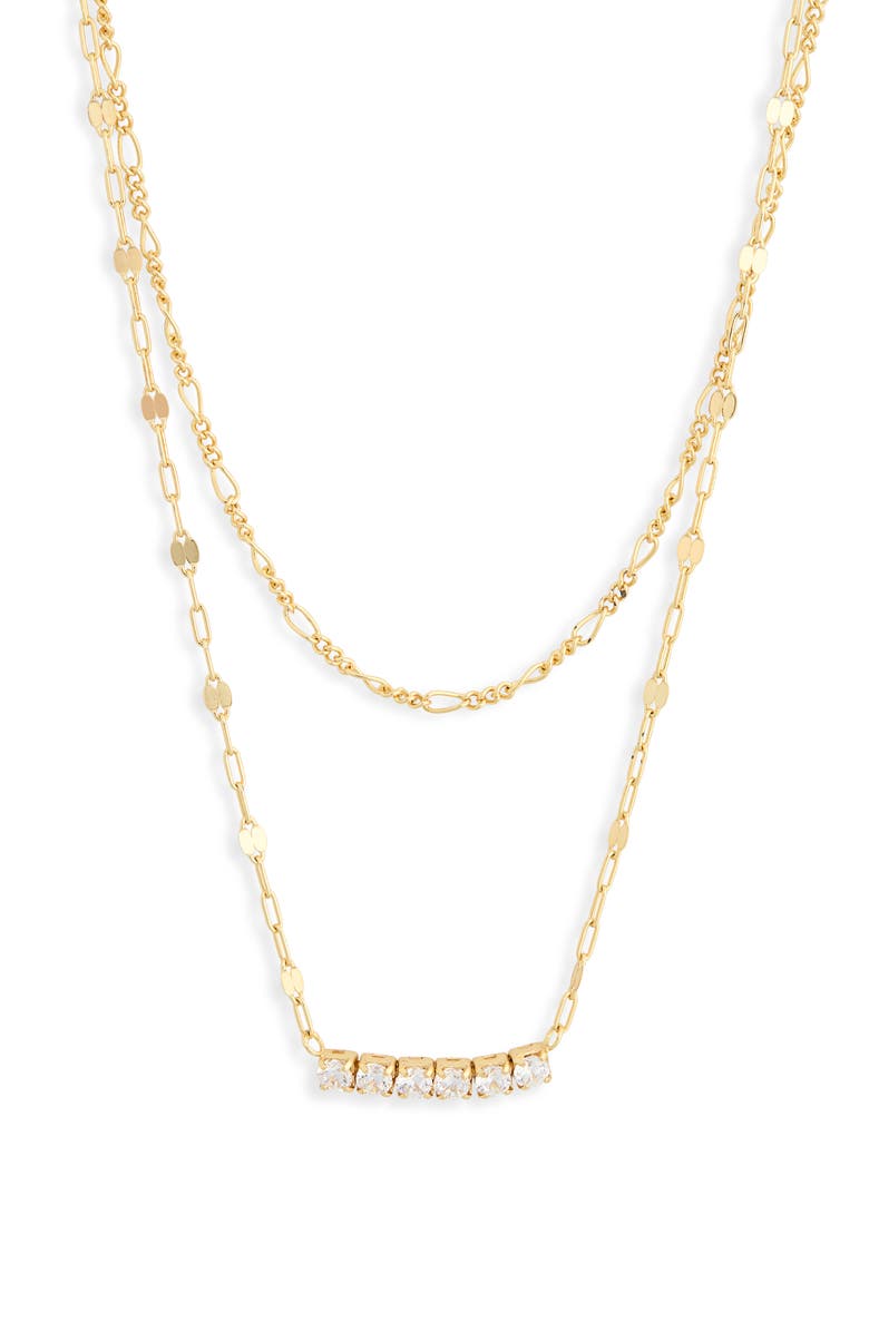 Argento Vivo Sterling Silver Cubic Zirconia Layered Necklace, Alternate, color, Gold