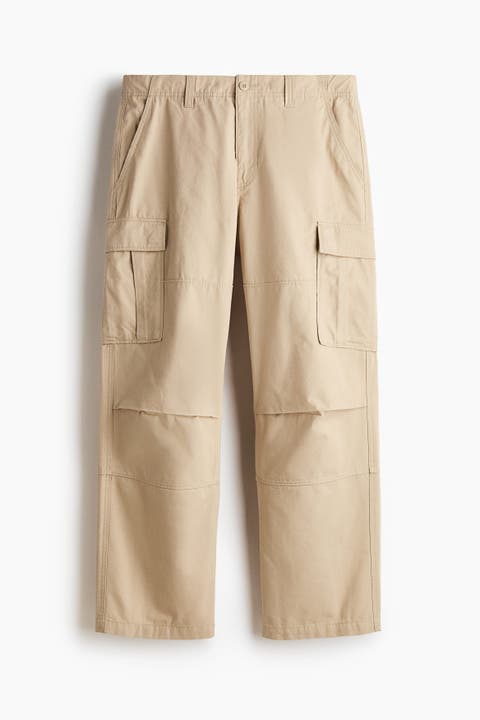 Relaxed Fit Cotton Cargo Trousers